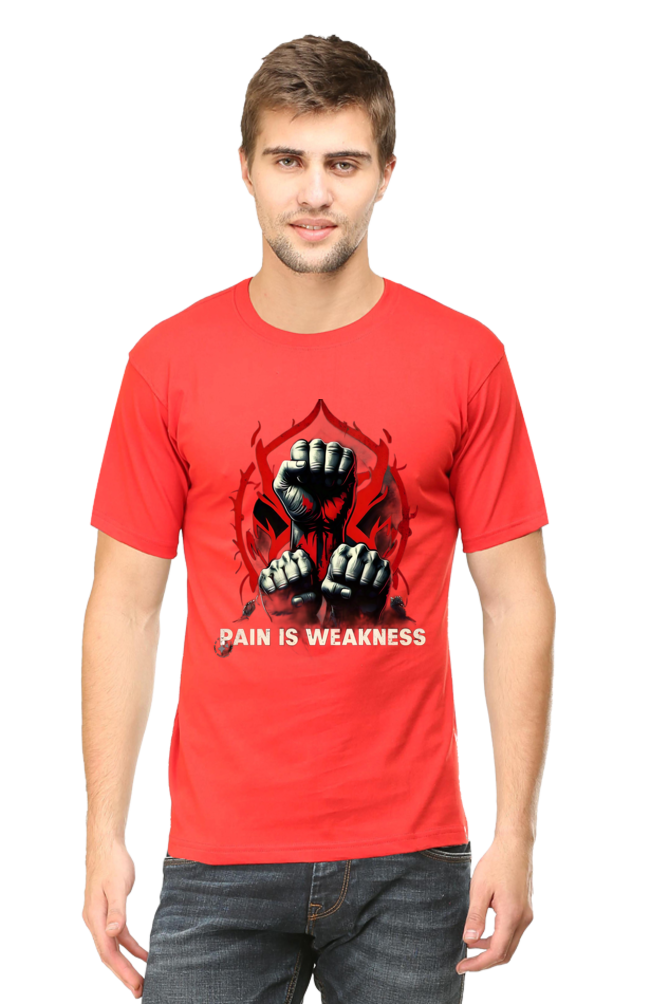 Unleash Your Strength with Bluelander Unisex T-Shirt Classic | 'Pain is Weakness' 3 Fists Design | 100% Cotton, Super Combed, Pre-Shrunk, Bio Washed, Lycra Ribbed Neck, Unisex Fit