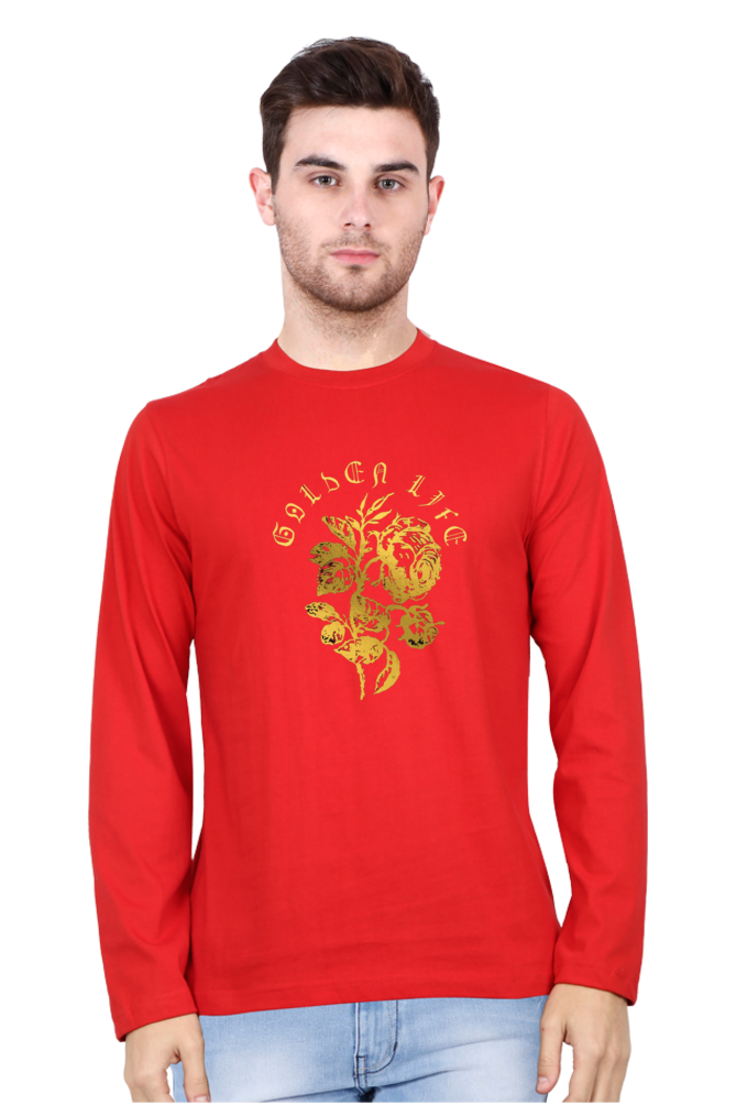 BlueLander Full Sleeve Gold Vinyl Printing Live Your Golden Life with Our Fashion Supreme Style and Quality