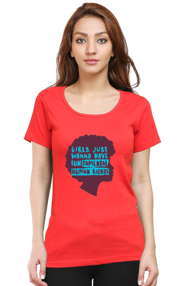 Step into style and comfort with Bluelander's Female Round Neck Half Sleeve T-Shirt- where fashion meets the fundamental right to express yourself effortlessly