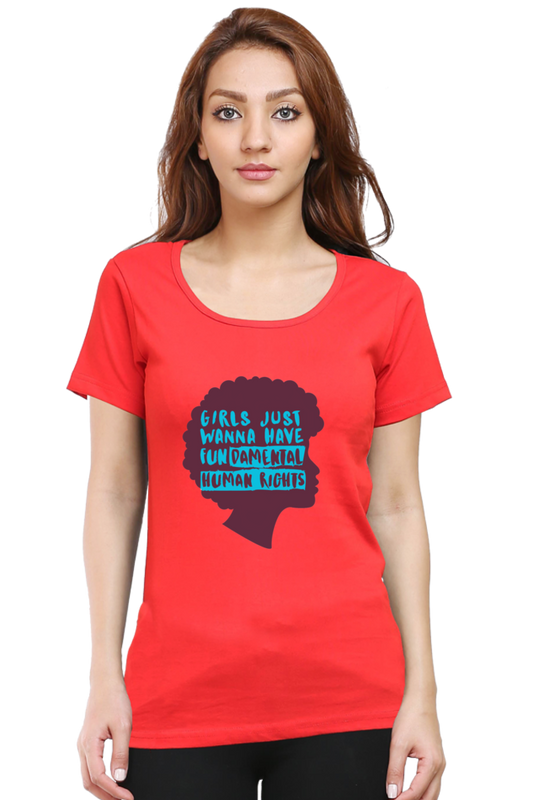 Step into style and comfort with Bluelander's Female Round Neck Half Sleeve T-Shirt- where fashion meets the fundamental right to express yourself effortlessly