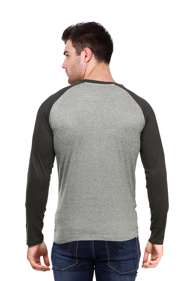Lord Hanuman's Grace: Bluelander's Premium Raglan Cotton Full-Sleeve T-Shirt