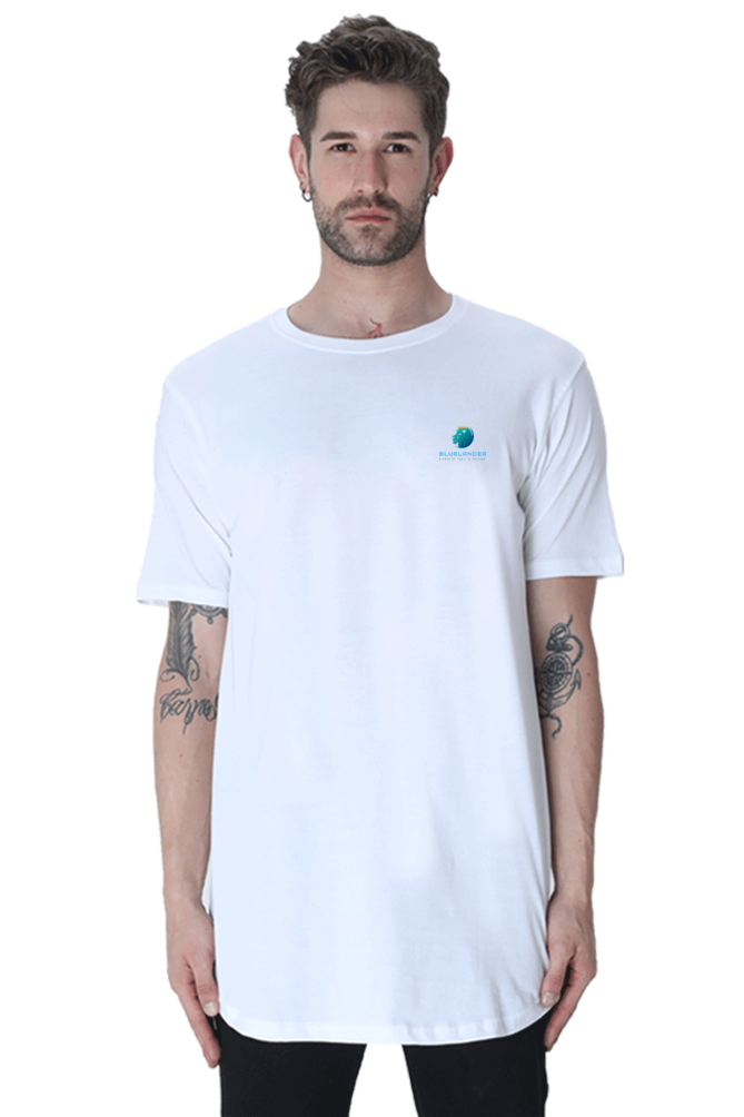 Light Up the Night in Style with Bluelander's Half Sleeve Longline Curved Cotton T-Shirts: Futuristic Designs that Glow in the Dark!