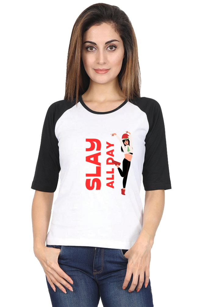 Bluelander Raglan Full Sleeve T-Shirt for Girls and Women Infuse Positive Energy and Slay All Day with Style