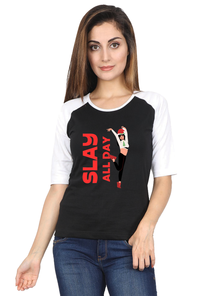 Bluelander Raglan Full Sleeve T-Shirt for Girls and Women Infuse Positive Energy and Slay All Day with Style