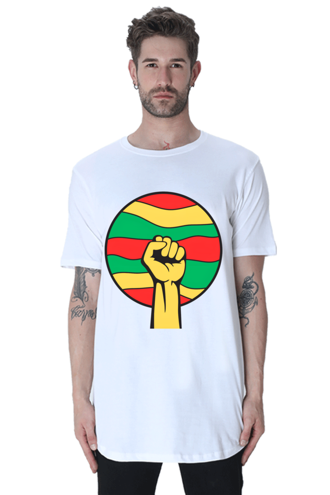Embrace Boldness: Bluelander's Half Sleeve Cotton Longline Curved T-Shirts!