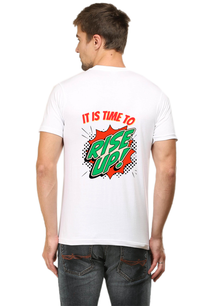 Bluelander's Half Sleeve Cotton Tee: Walk in Style with Enhanced Back Design.