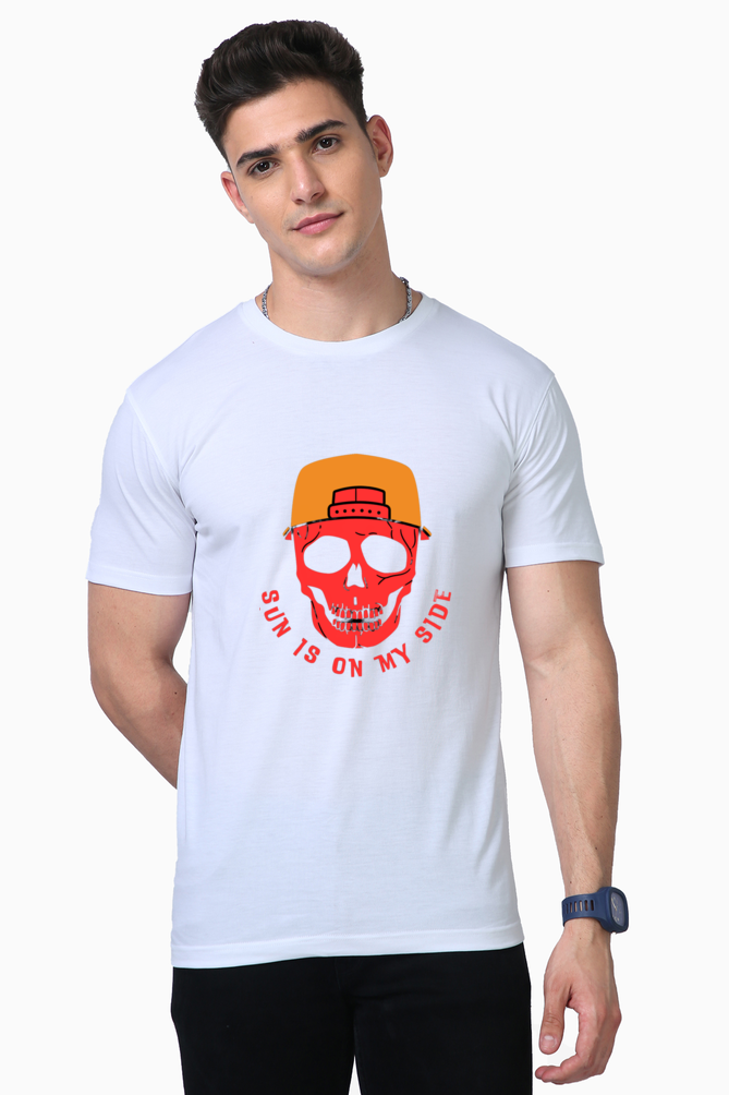 Shine Like the Sun in BlueLander  Cotton Supima T-Shirt: Supreme Comfort, Enhanced Design – Let the Sun Be on Your Side.