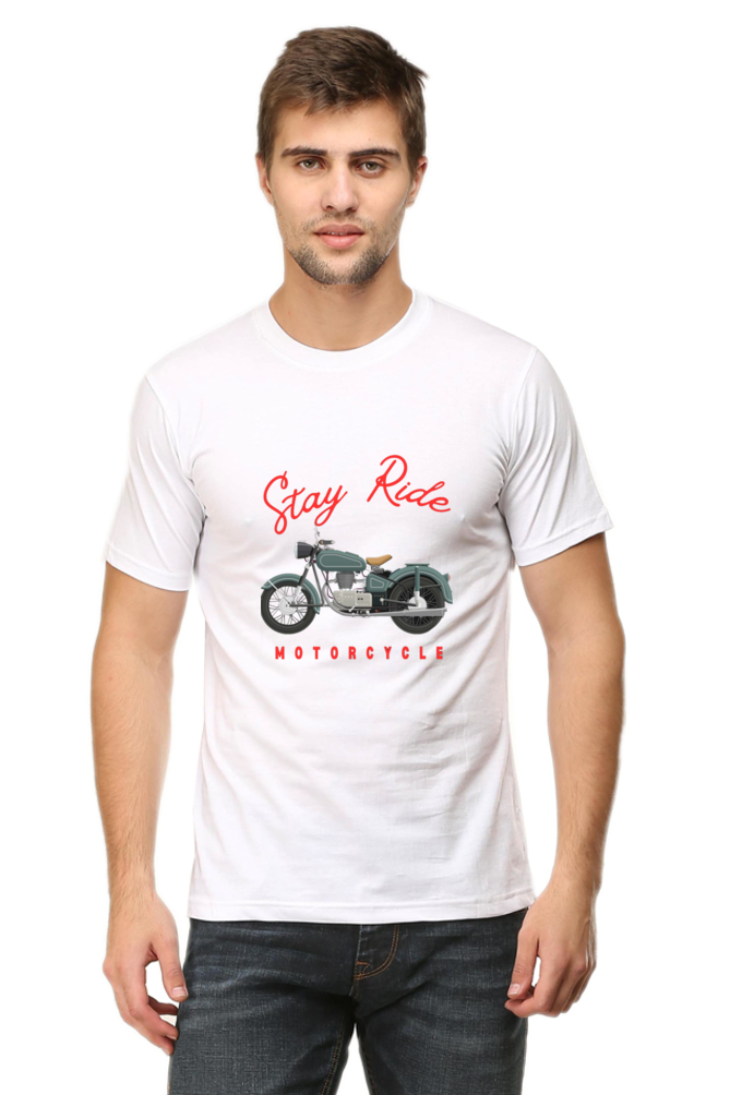 BlueLander Cotton Half Sleeve T-Shirt– Make Your Journey Epic, Because Your Bike is Your First Love. Show Some Love to It with Our Enhanced Design and Connect on the Road of Glory.