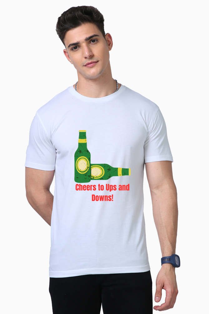 Raise a Toast to Comfort: Bluelander's Supima Half Sleeve T-Shirts - Cheers to Ups and Downs!