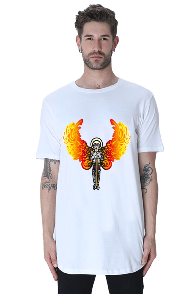 Light Up the Night in Style with Bluelander's Half Sleeve Longline Curved Cotton T-Shirts: Futuristic Designs that Glow in the Dark!