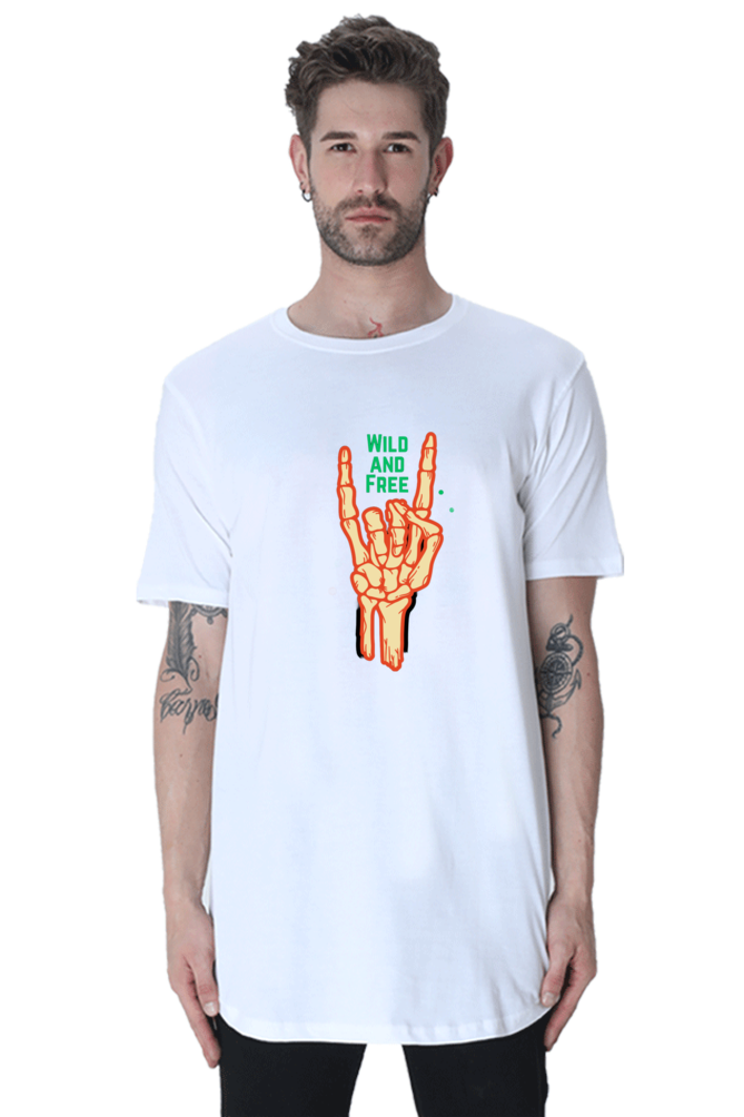 Unleash Your Hip-Hop Vibe: BlueLander Cotton's Male Longline Curved T-Shirts with Enhanced Design.