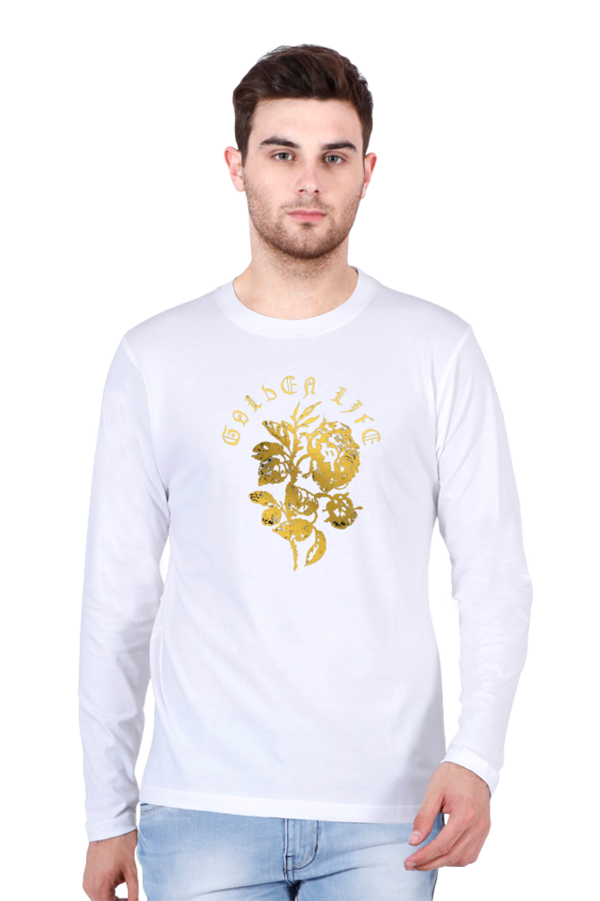 BlueLander Full Sleeve Gold Vinyl Printing Live Your Golden Life with Our Fashion Supreme Style and Quality