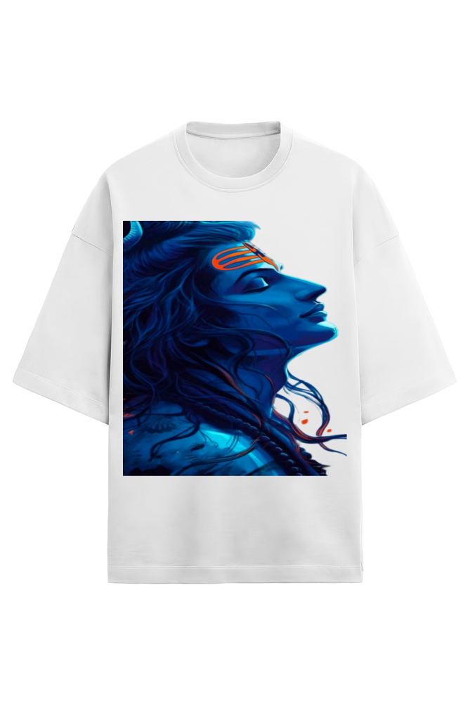 Glow-in-the-Dark Shiva Premium Unisex Oversized Cotton T-Shirt: Let's Light Up the Dark,by Bluelander