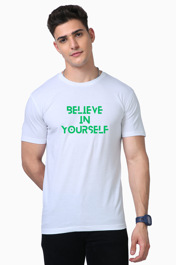 Believe in Yourself with Bluelander Supima Cotton Half Sleeve T-Shirts - Experience Supreme Comfort and Unleash Confidence.