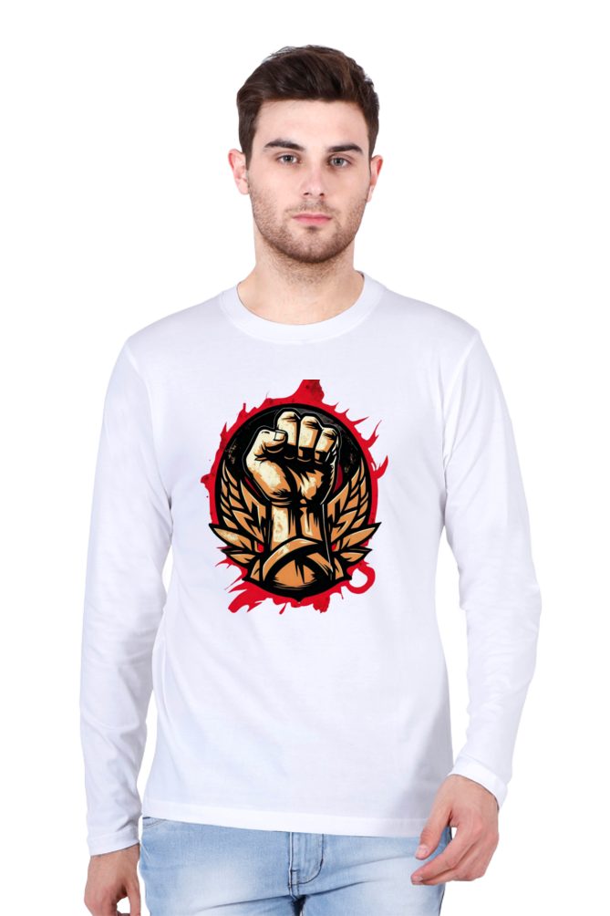 Rock the Look with Bluelander Cotton Full Sleeve T-Shirt | 'Fight Like a Rock Star' Design | 100% Cotton, Pre-Shrunk, Bio Washed