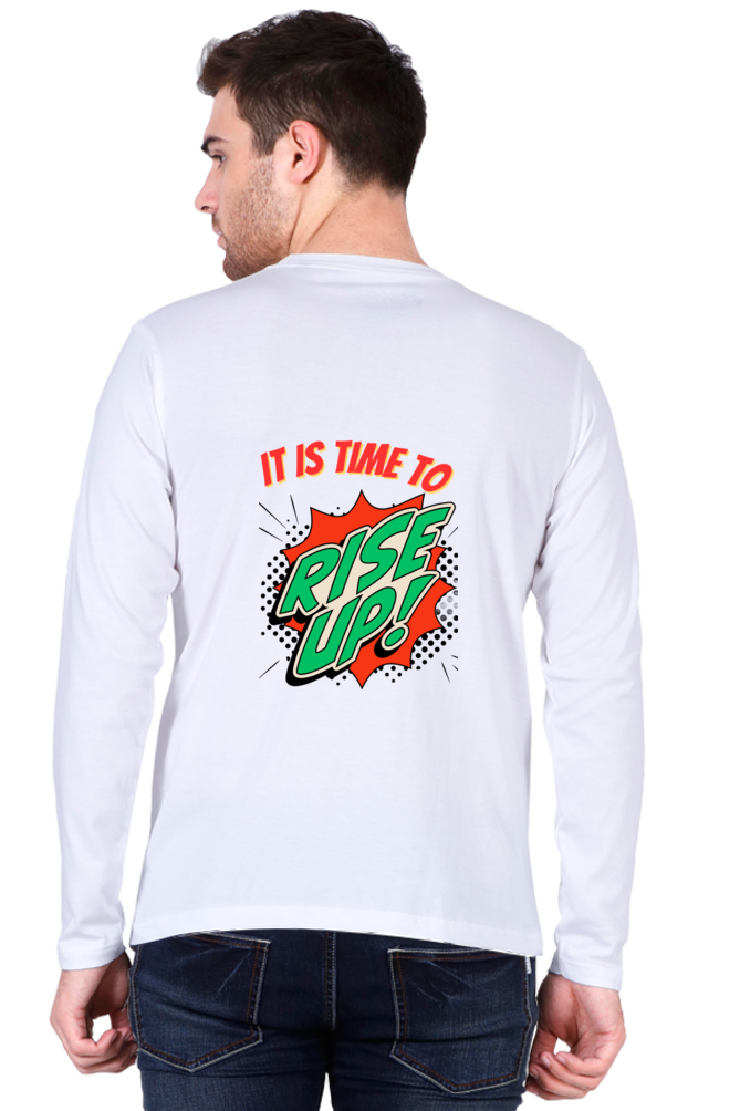 Time to Rise Up in Style: BlueLander's Cotton Full Sleeve T-Shirt with Enhanced Back Designs.