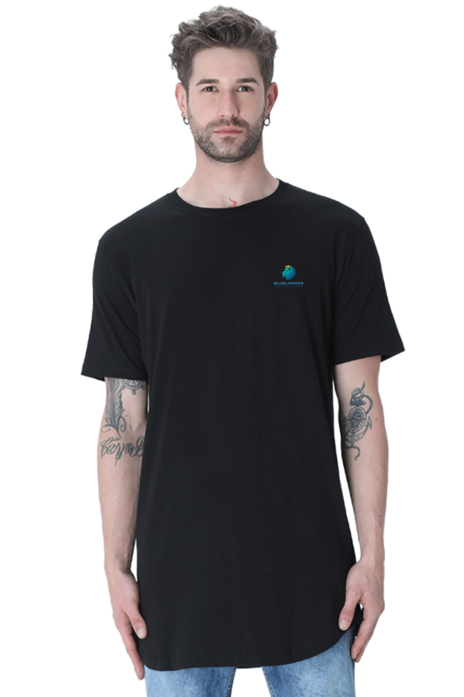 Light Up the Night in Style with Bluelander's Half Sleeve Longline Curved Cotton T-Shirts: Futuristic Designs that Glow in the Dark!