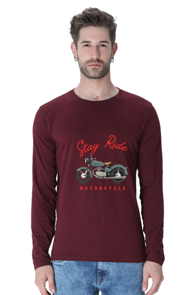 Gear Up in Style: BlueLander Cotton Full Sleeve T-Shirt – Unleash the Biker Chic, Where Comfort Meets the Open Road.