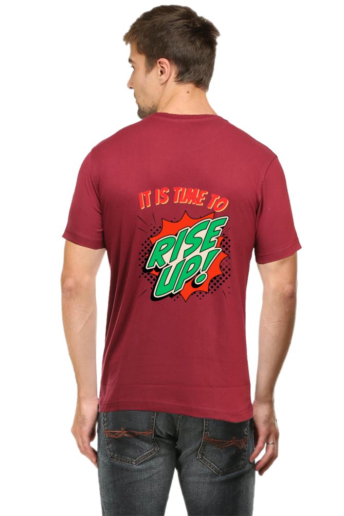 Bluelander's Half Sleeve Cotton Tee: Walk in Style with Enhanced Back Design.