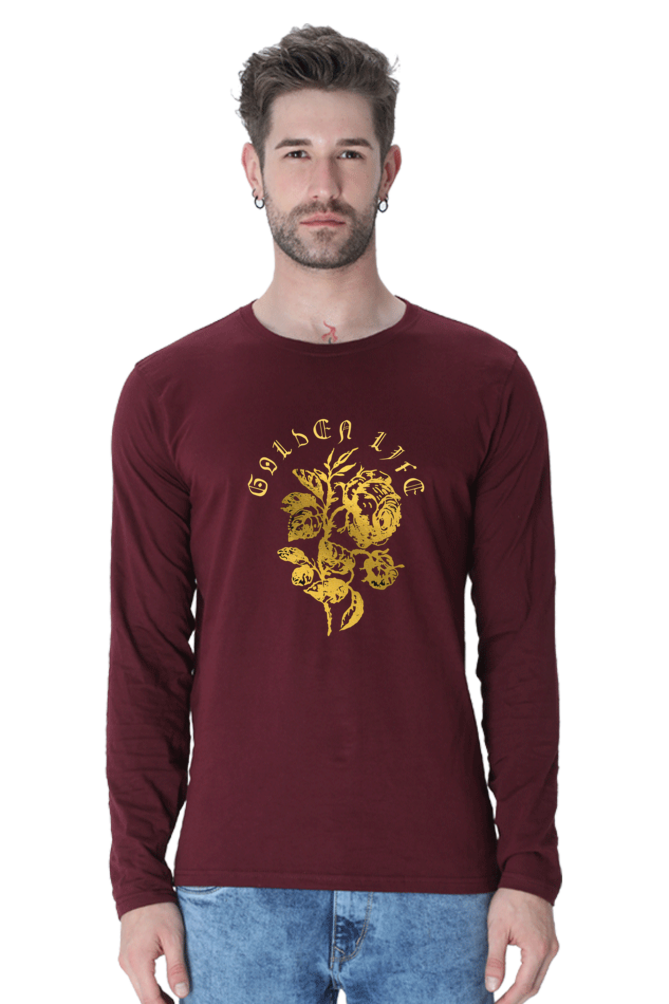 BlueLander Full Sleeve Gold Vinyl Printing Live Your Golden Life with Our Fashion Supreme Style and Quality