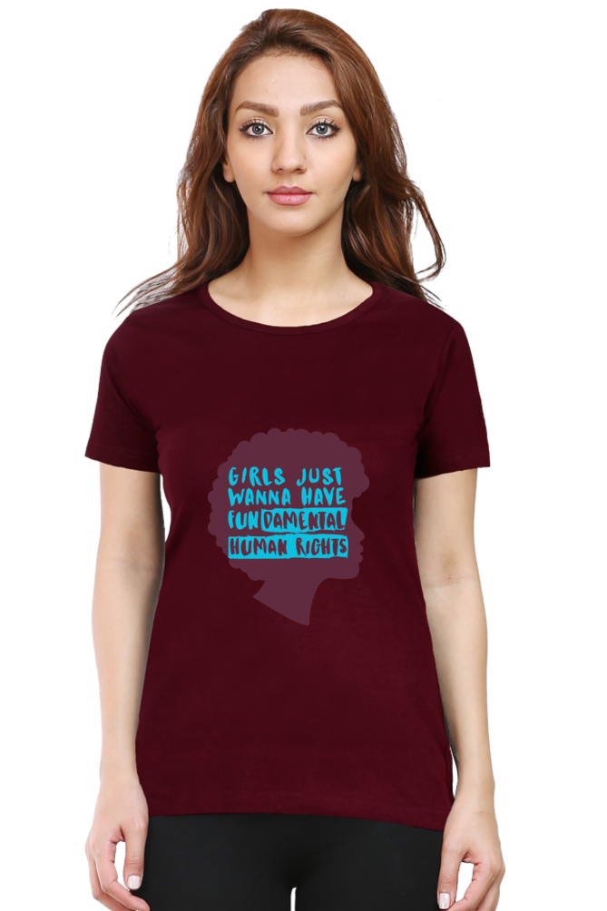 Step into style and comfort with Bluelander's Female Round Neck Half Sleeve T-Shirt- where fashion meets the fundamental right to express yourself effortlessly