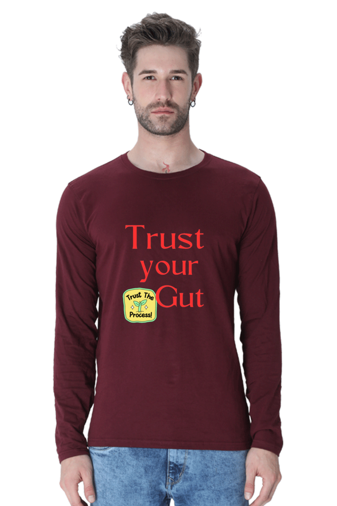 Embrace Success in Comfort: BlueLander Full Sleeve Cotton T-Shirt - Trust Your Gut, Trust the Process, and Keep Going!