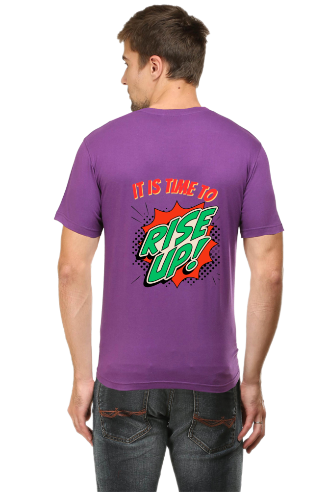 Bluelander's Half Sleeve Cotton Tee: Walk in Style with Enhanced Back Design.