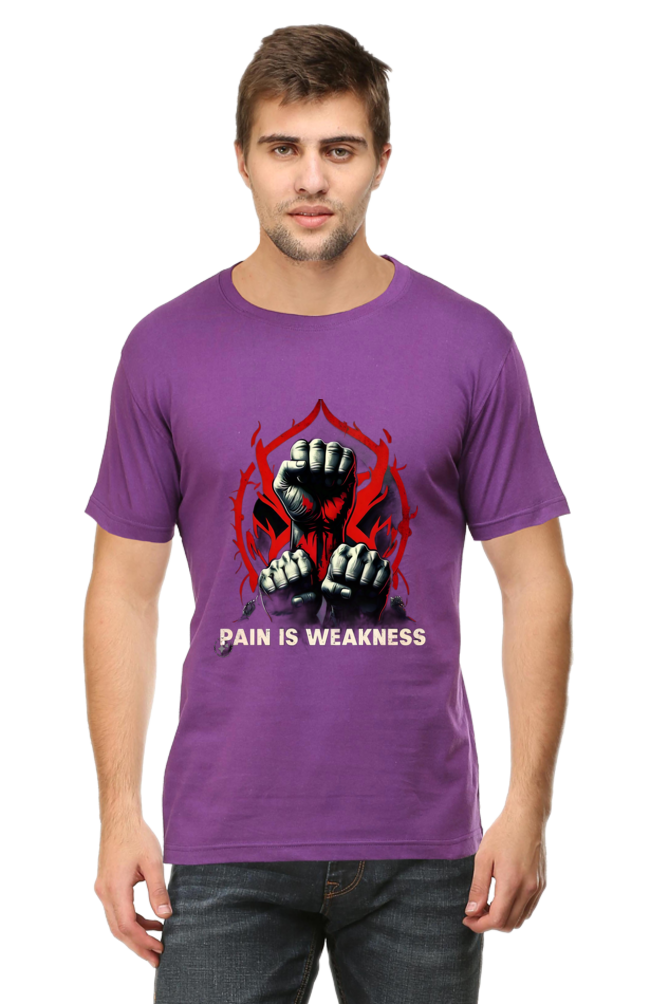 Unleash Your Strength with Bluelander Unisex T-Shirt Classic | 'Pain is Weakness' 3 Fists Design | 100% Cotton, Super Combed, Pre-Shrunk, Bio Washed, Lycra Ribbed Neck, Unisex Fit