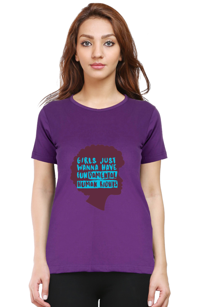 Step into style and comfort with Bluelander's Female Round Neck Half Sleeve T-Shirt- where fashion meets the fundamental right to express yourself effortlessly