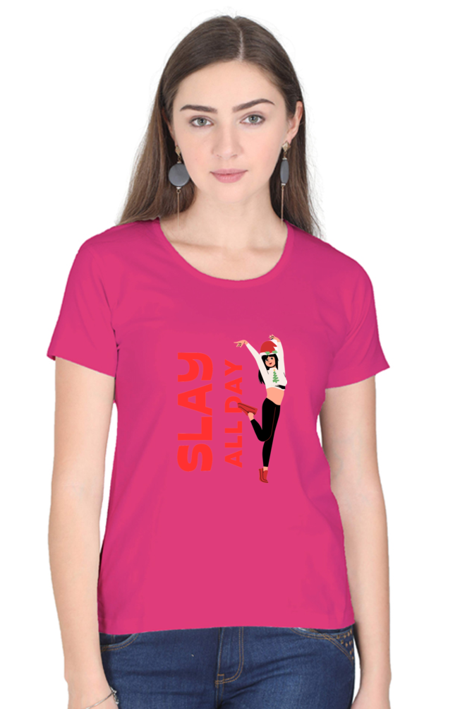 Bluelander Girl Round Neck Cotton Half Sleeve T-Shirt: Embrace Style with Our Latest Design, Slay All Day with Power