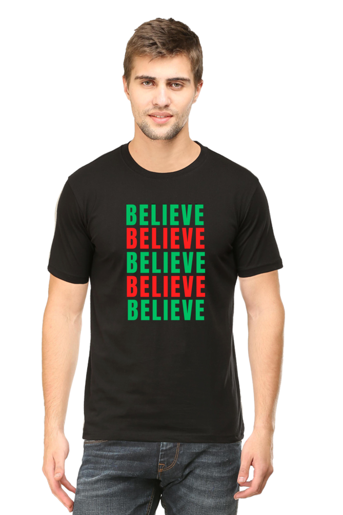 Bluelander Cotton Half Sleeve T-Shirt: Supreme Comfort for a Stylish Journey - Believe in God and Yourself with Every Wear