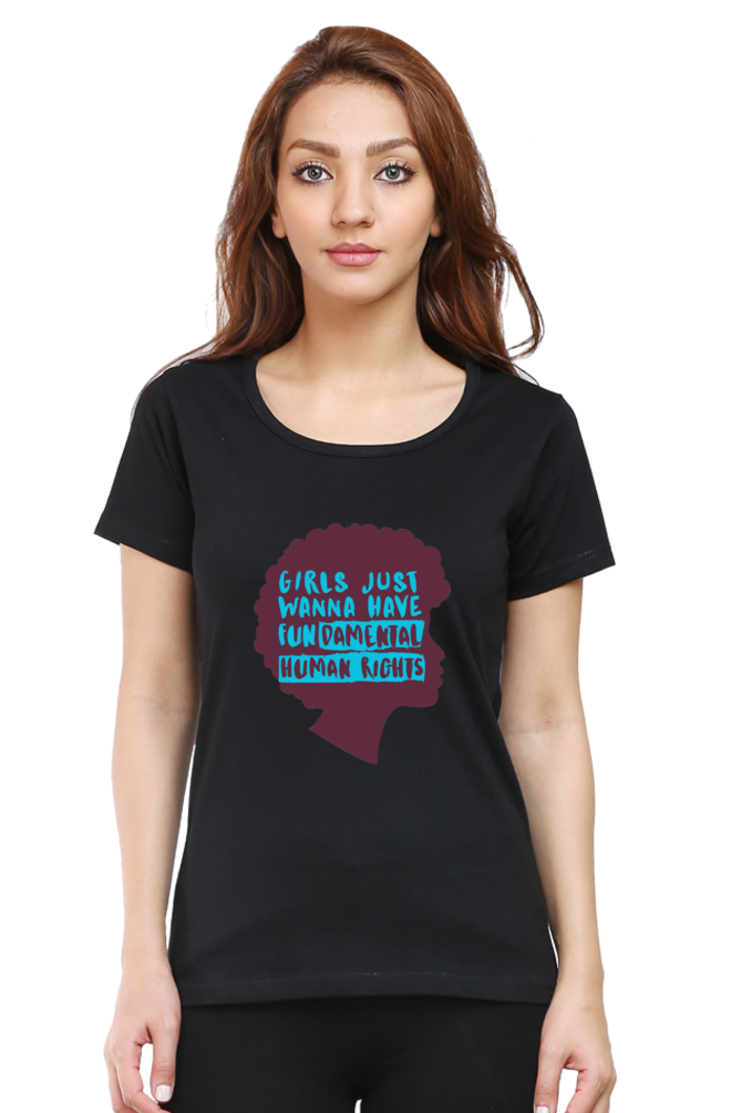 Step into style and comfort with Bluelander's Female Round Neck Half Sleeve T-Shirt- where fashion meets the fundamental right to express yourself effortlessly