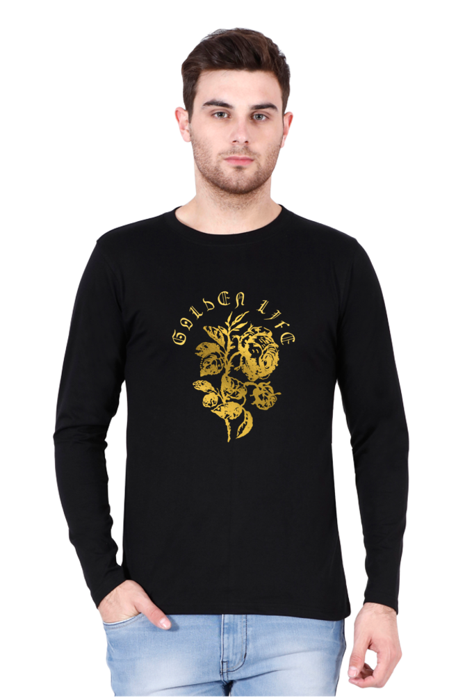 BlueLander Full Sleeve Gold Vinyl Printing Live Your Golden Life with Our Fashion Supreme Style and Quality