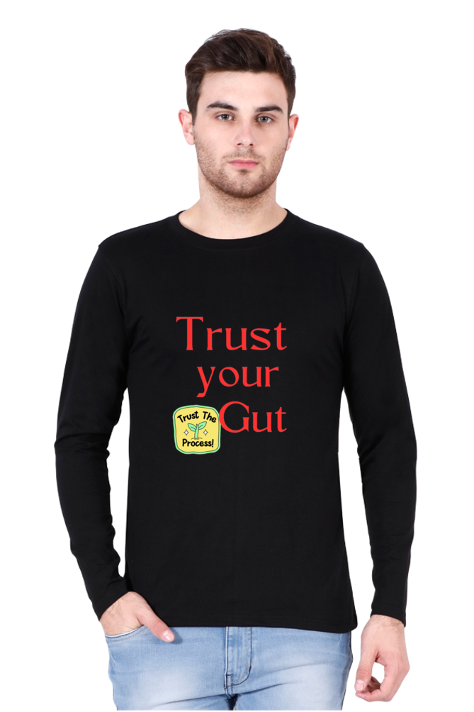 Embrace Success in Comfort: BlueLander Full Sleeve Cotton T-Shirt - Trust Your Gut, Trust the Process, and Keep Going!