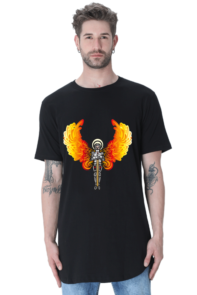 Light Up the Night in Style with Bluelander's Half Sleeve Longline Curved Cotton T-Shirts: Futuristic Designs that Glow in the Dark!