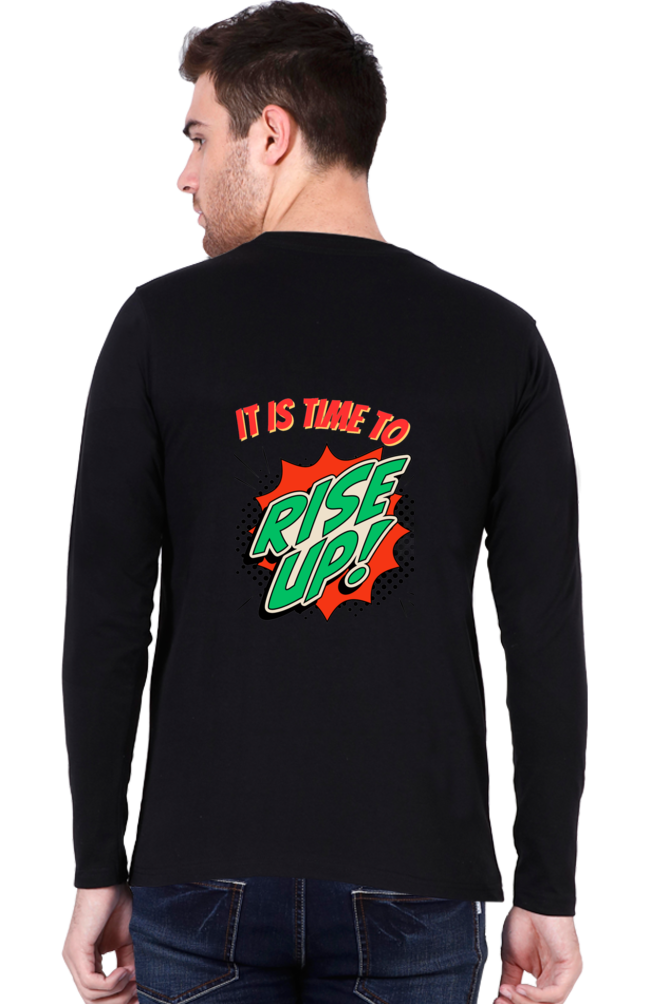 Time to Rise Up in Style: BlueLander's Cotton Full Sleeve T-Shirt with Enhanced Back Designs.