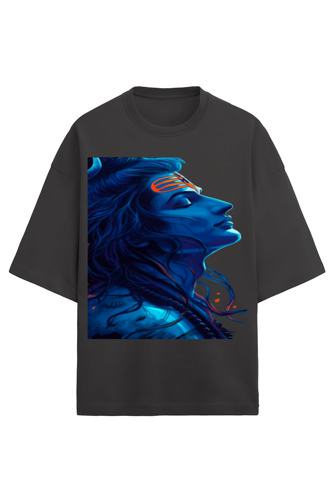 Glow-in-the-Dark Shiva Premium Unisex Oversized Cotton T-Shirt: Let's Light Up the Dark,by Bluelander