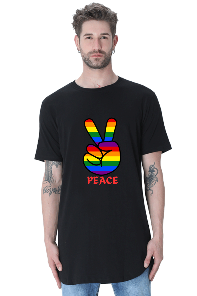 Curved in Comfort, Long on Peace: Bluelander's Half Sleeve Longline Tees – Effortless Style for a World at Peace.