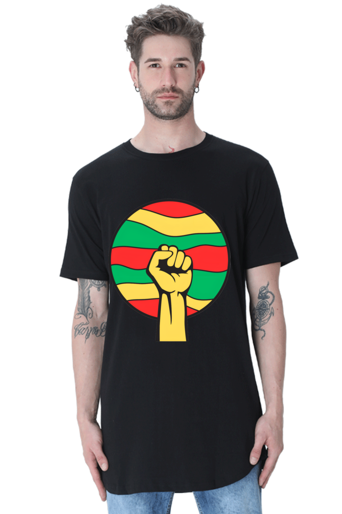 Embrace Boldness: Bluelander's Half Sleeve Cotton Longline Curved T-Shirts!