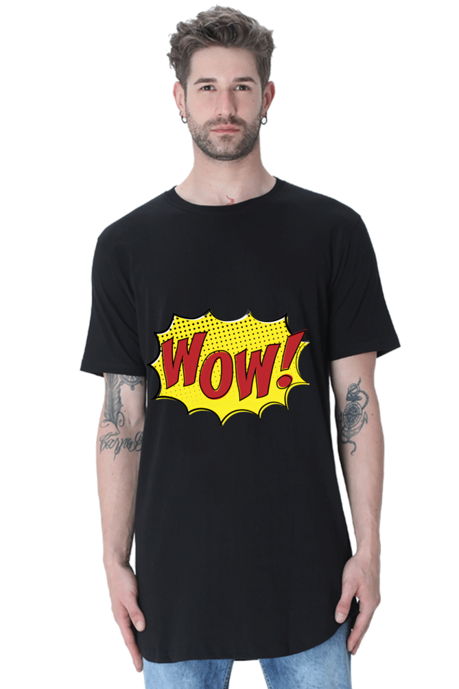 Step into the Future of Fashion with Bluelander's Half Sleeve Cotton Longline Curved T-Shirt - Get Noticed Everywhere You Go!