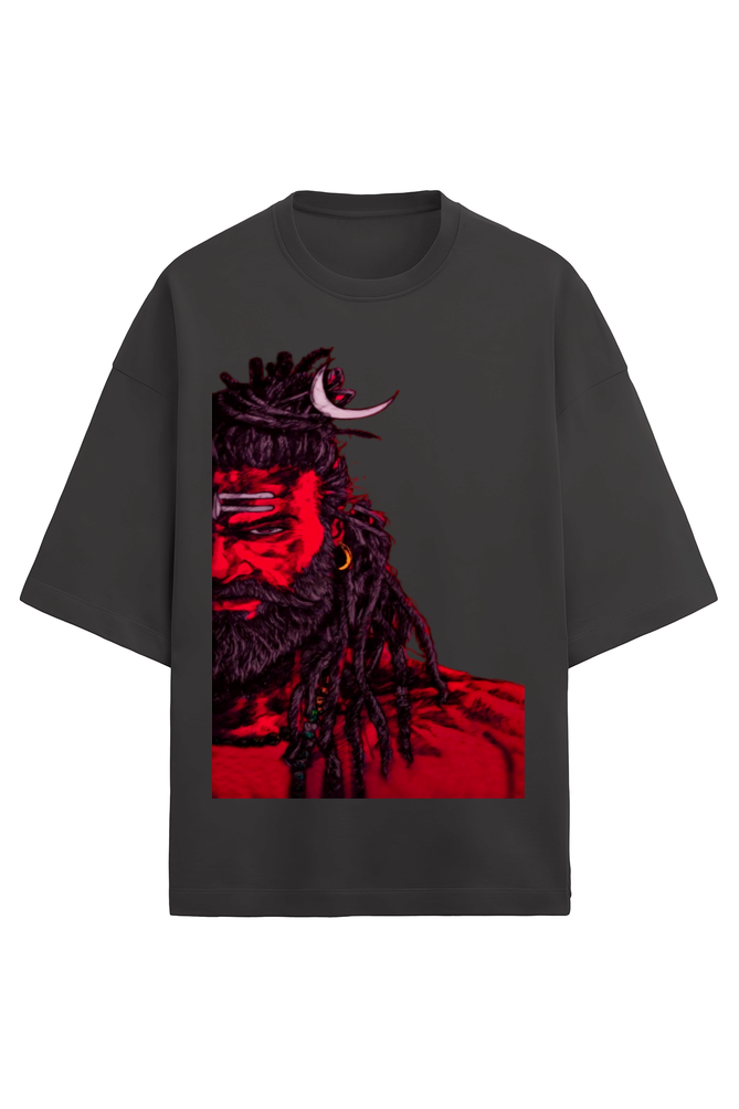 Adorn Yourself with Divine Shiva Unisex Cotton Over Sized T-Shirt - Experience Shiva's Grace.