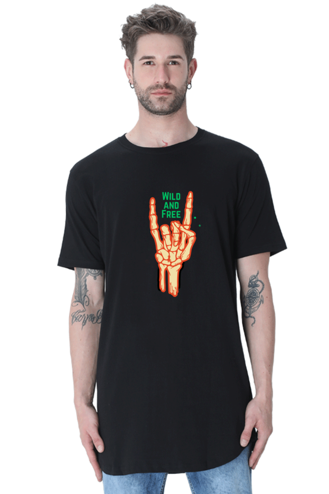 Unleash Your Hip-Hop Vibe: BlueLander Cotton's Male Longline Curved T-Shirts with Enhanced Design.