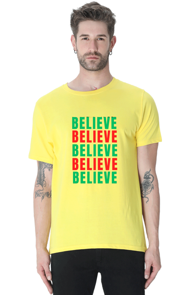 Bluelander Cotton Half Sleeve T-Shirt: Supreme Comfort for a Stylish Journey - Believe in God and Yourself with Every Wear