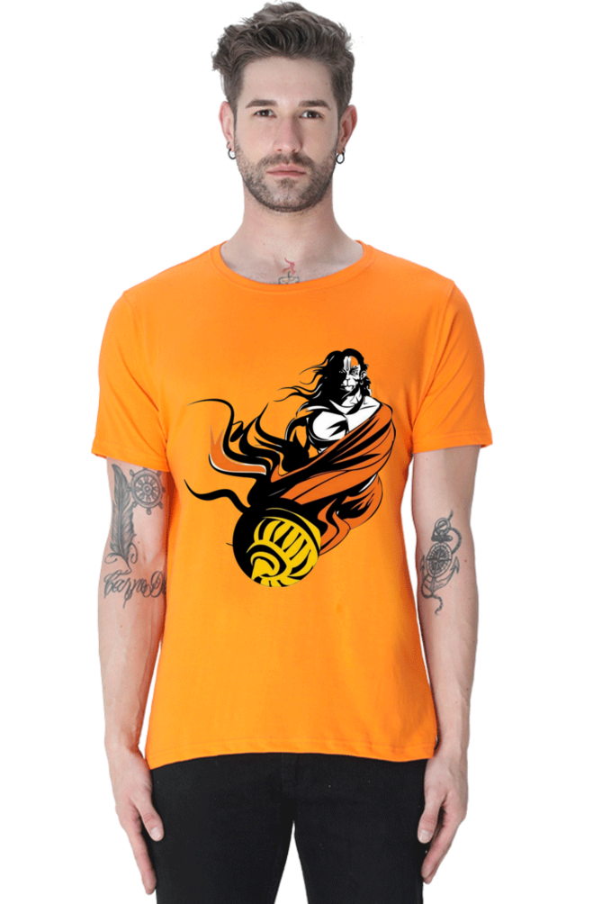 Hanuman's Blessing: Bluelanders Premium Cotton Bio-Washed Half-Sleeve T-Shirt.