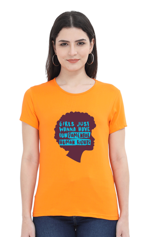 Step into style and comfort with Bluelander's Female Round Neck Half Sleeve T-Shirt- where fashion meets the fundamental right to express yourself effortlessly