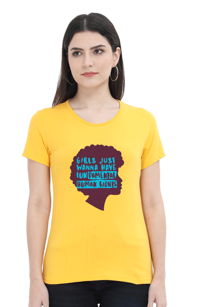 Step into style and comfort with Bluelander's Female Round Neck Half Sleeve T-Shirt- where fashion meets the fundamental right to express yourself effortlessly