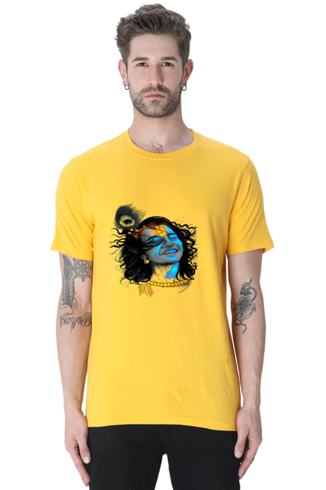 Experience Krishna's Love: Bluelander's Soft Cotton T-Shirt,Spiritual Fashion.