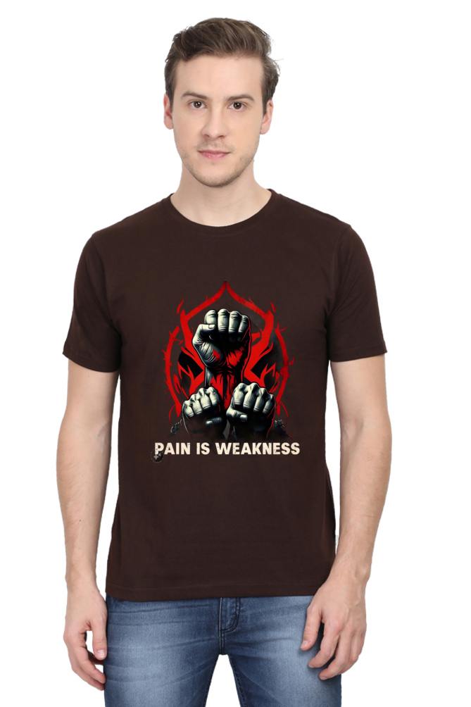 Unleash Your Strength with Bluelander Unisex T-Shirt Classic | 'Pain is Weakness' 3 Fists Design | 100% Cotton, Super Combed, Pre-Shrunk, Bio Washed, Lycra Ribbed Neck, Unisex Fit