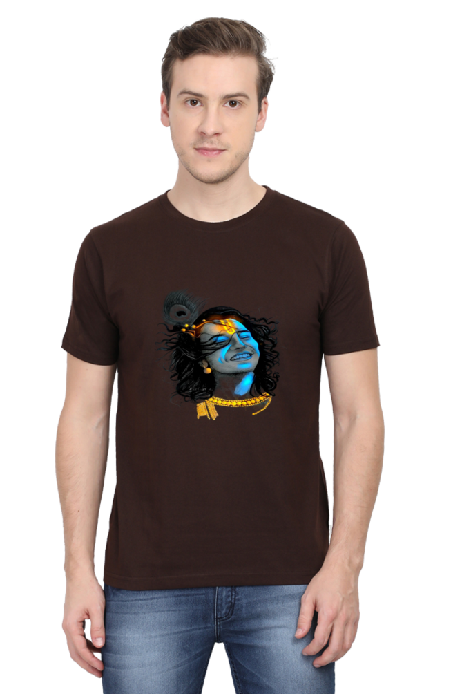Experience Krishna's Love: Bluelander's Soft Cotton T-Shirt,Spiritual Fashion.