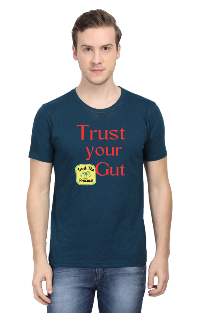 Trust Your Gut, Trust the Process: BlueLander Half Sleeve Round Neck Cotton Shirt,your path to success with comfort.